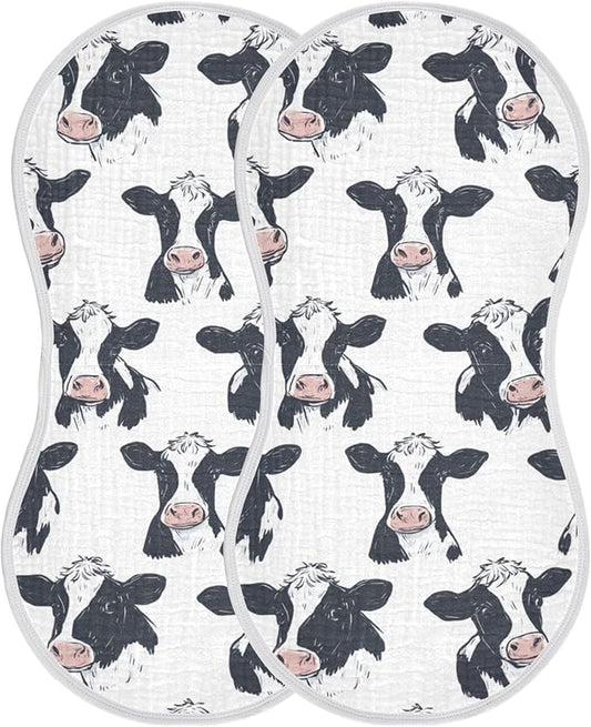 Farm Cows Cute Burp Cloths Baby Boys Girls Absorbent Soft Cotton Burping Cloths Rags, 2 Pack