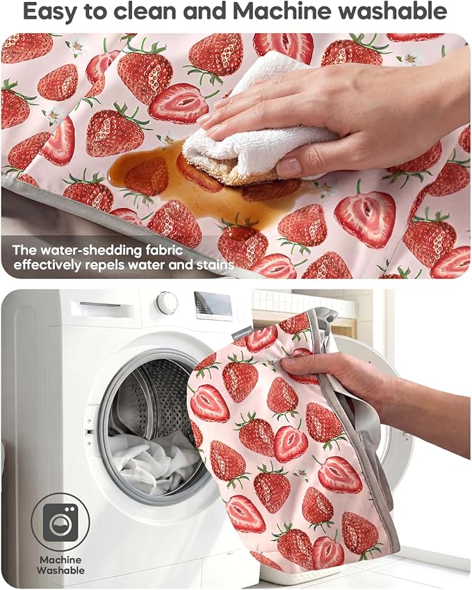 Mamatepe Baby High Chair Cover Restaurant with Strap Pads & 2-Point Harness - Machine Washable, Waterproof, Portable for Restaurant/Travel/Home - Fits High Chairs, Red Strawberry