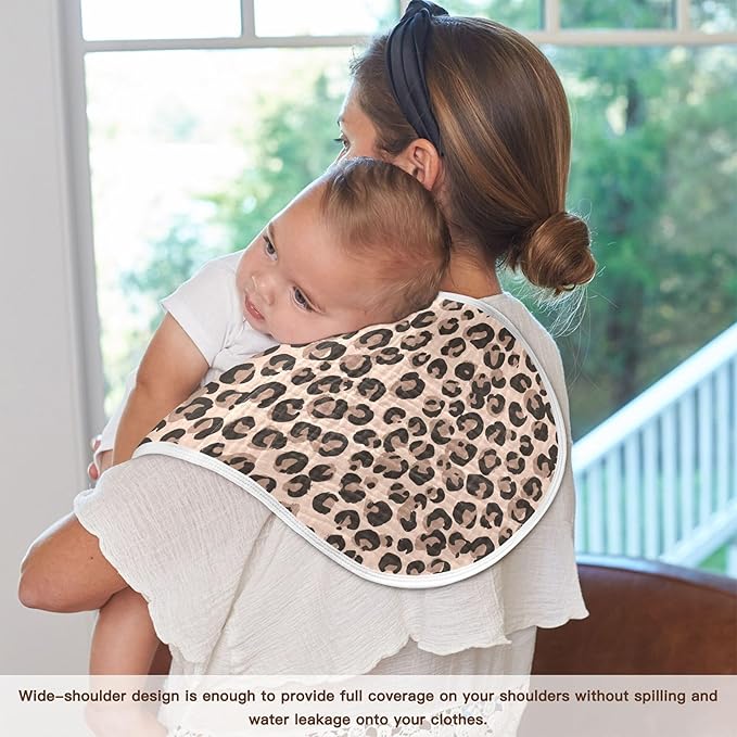 Leopard Cheetah Print Burp Cloths Baby Boys Girls Absorbent Soft Cotton Burping Cloths Rags 2 Pack