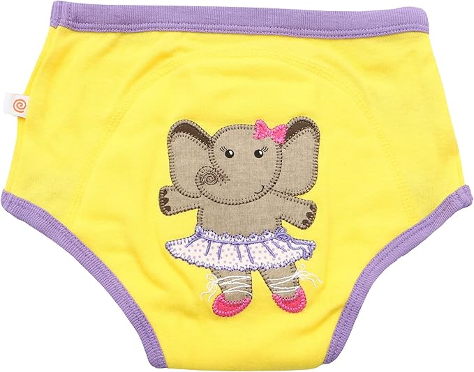 ZOOCCHINI Toddler 3-Pack Potty Training Pants - Soft Organic Cotton Underwear with Absorbent Padding and Fun Designs, Ballerina Gals, 3-4 Years,