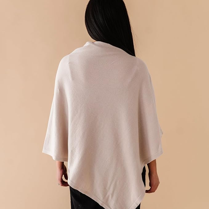MakeMake Organics Knit Breathable Nursing Cover Up for Breastfeeding - Soft GOTS Certified Organic Cotton Breastfeeding Cover Up for Women - Privacy Feature, Beige