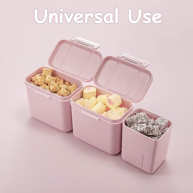 Formula Dispenser with Scoop Milk Powder Formula Containers for Travel Baby Food Storage and Snack Cup for Outdoor Activities On-The-Go Pink(Outer Box Capacity: 0.92 LB(420 g))