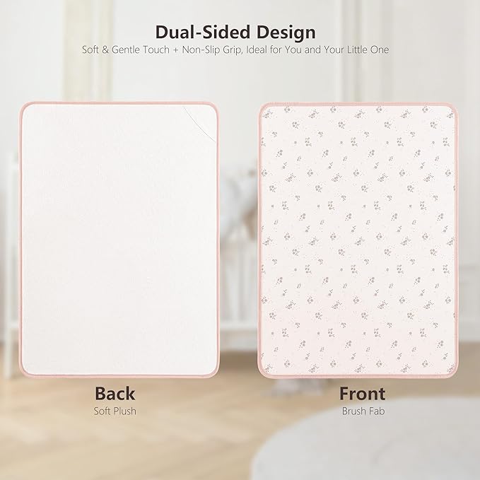 Susurration Baby Changing Pad Travel Changing Pad 2 Pack, 35 * 29.5 inch Portable Diaper Changing Pad Travel, Waterproof Changing Mat Diaper Bag Essentials - Pink&Flower