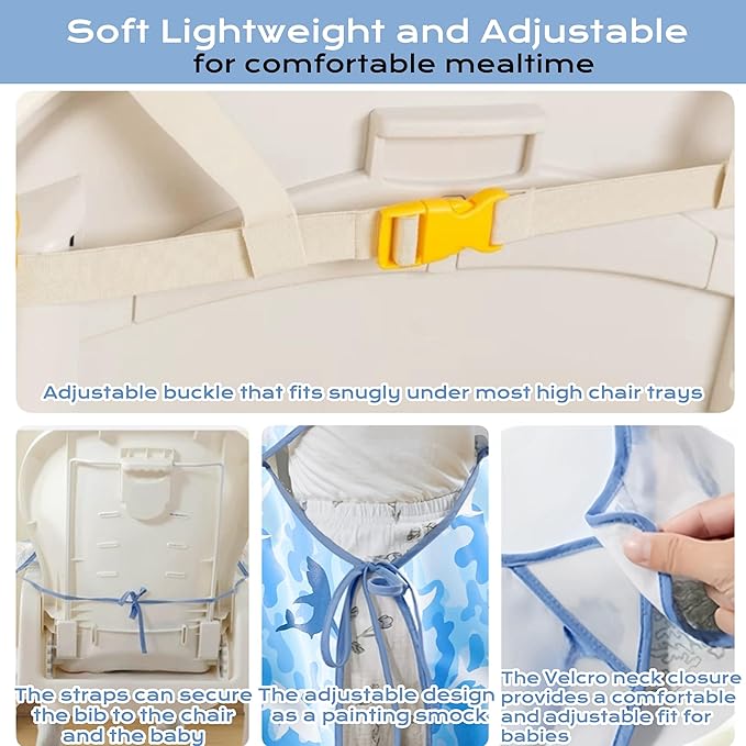 TSD Bib Baby Weaning Bib - Long Sleeved Bib Toddler bibs 6～36Months and Fully Cover to Highchair