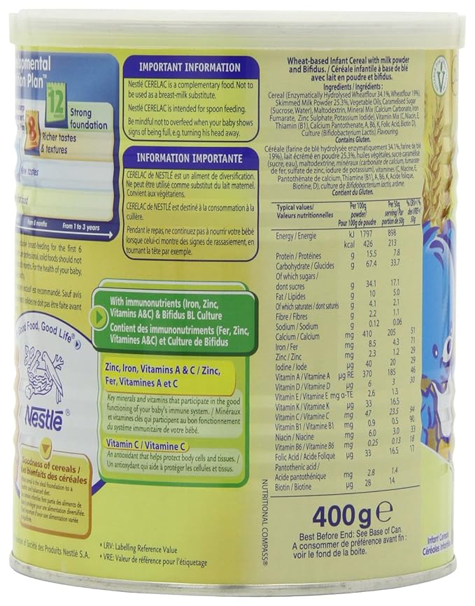 Nestle Cerelac, Wheat With Milk, 14.11-Ounce Cans (Pack of 4)