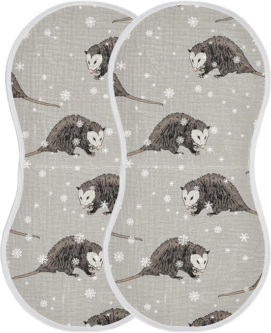 Winter Opossum Possum Burp Cloths Baby Boys Girls Absorbent Soft Cotton Burping Cloths Rags 2 Pack