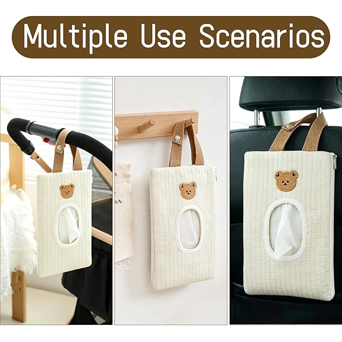 Quilted Baby Wipe Holder Floral Diaper Pouch Portable Quilted Wipes Bag for Car, Stroller