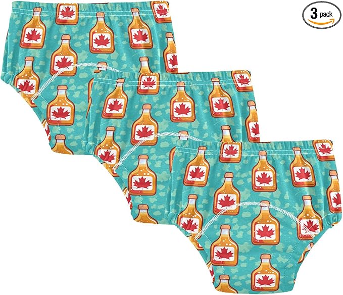 Baby Potty Training Toilet Pants Soft Cotton Night Time Potty Training Underwear for Infant 5T Cartoon Maple Syrup Bottles