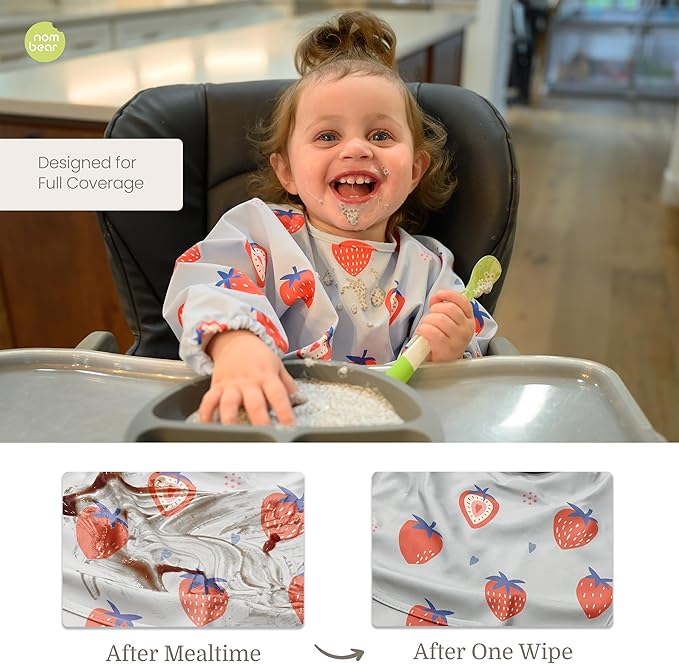 Waterproof Smock Baby Bibs for Eating (Boy or Girl 6-24 Months) - Toddler Long Sleeve Bib for Baby Led Weaning