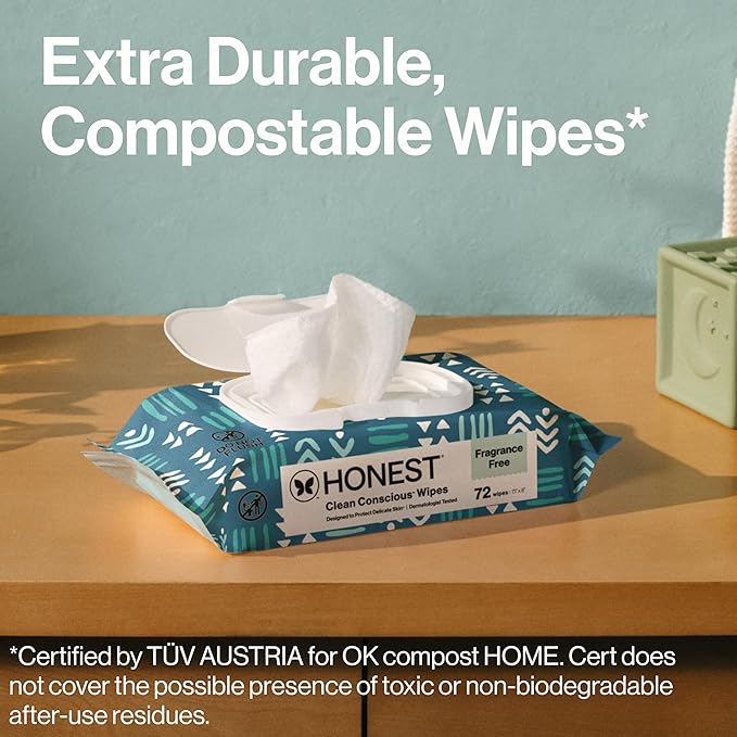 The Honest Company Hypoallergenic Multi-Use Baby Wipes for Sensitive Baby Skin, Balance Blues, 288 Count (Pack of 3)