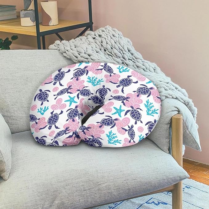 Nursing Pillow Cover for Newborn Infant, Turtle Starfish Print Soft Breathable Baby Nursing Pillow Cover Lightweight Stretch Breastfeeding Pillow Slipcover Cover
