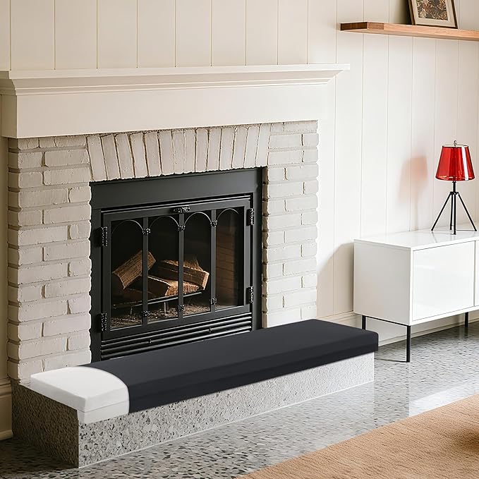MABOZOO 2-Inch Thick Fireplace Hearth Cushion, 72"x14" Baby Proofing Seat Edge Pad for Child Safety, Soft Fireplace Baby Proofing Bench & Windowsill Protector, Black