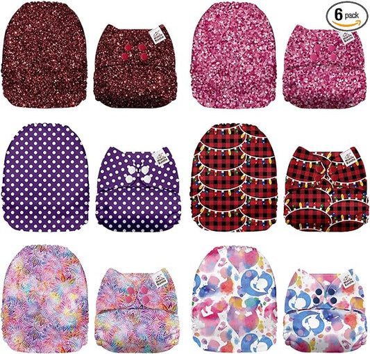 Mama Koala 1.0 Cloth Diapers for Babies, 6 Pack Pocket Shell Only (NO Inserts) - One Size Washable and Reusable Pocket Diapers for Newborns and Toddlers - 160085
