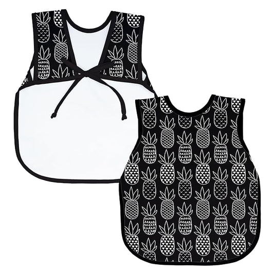 BapronBaby Pineapple Monochrome Bapron - No Neck Tie Safer Bib for Baby & Toddler - Soft Waterproof Stain Resistant - Machine Washable - Sz Preschool 3-5yrs