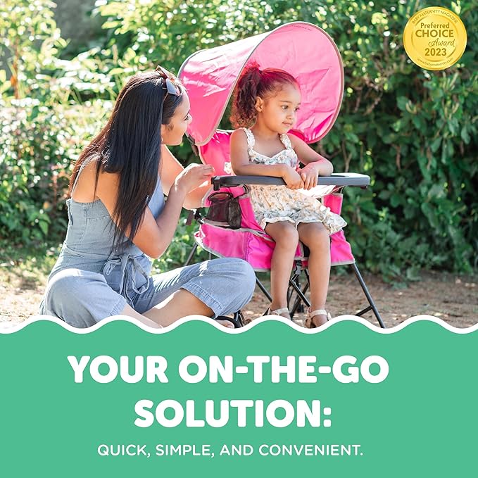 Baby Delight Go with Me Jubilee Deluxe Portable Chair | Indoor and Outdoor | Sun Canopy | Pink