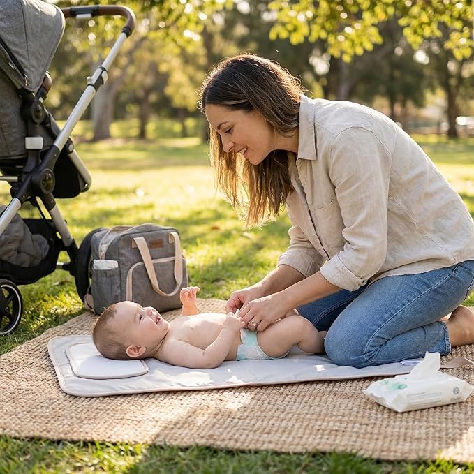 Hamur Home Portable Changing Pad – Waterproof, Washable & Easy Wipe Clean, Foldable Travel Baby Changing Mat for Diaper Bag, Compact & Lightweight, Must-Have for Newborns (Solid Pink)
