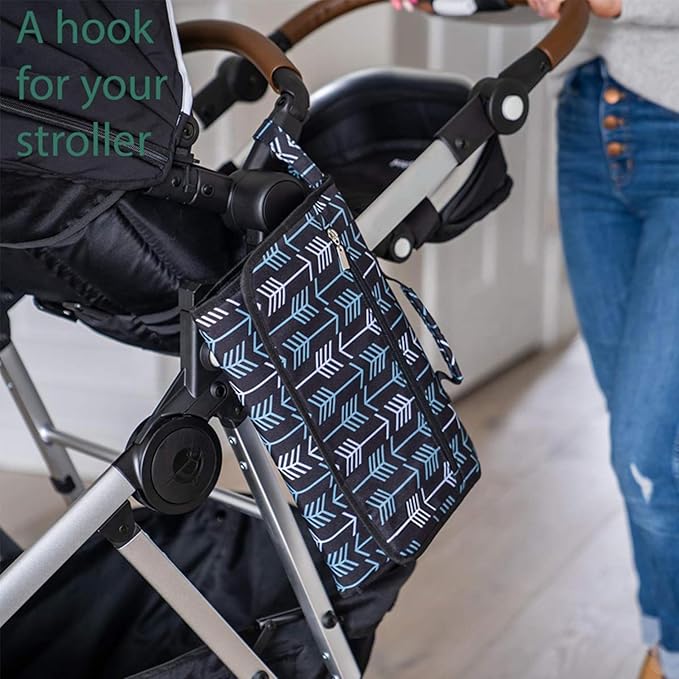 Portable Diaper Changing Pad, Portable Changing pad for Newborn Girl & Boy - Baby Changing Pad with Smart Wipes Pocket – Waterproof Travel Changing Kit (Black Pattern)