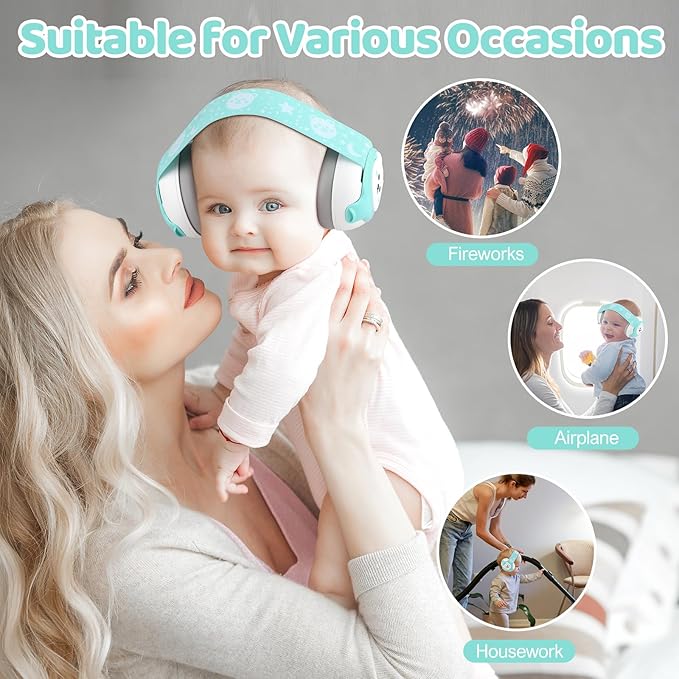 YomauiYee Baby Headphones,Bear Infant Ear Protection Noise Cancelling Headphones for Infants 0-36 Months,Baby Travel Essentials with Carrying Bag Infant Earmuffs for Sleep/Airplane/Outdoor