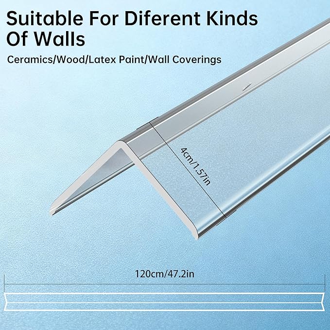 CHIDU Corner Guard, Pre-Drilled Clear Wall Corner Protector with Screws, L-Shaped Thickened Edge Protection for Sharp Wall, Door Frame, Table, Countertop - 4 PCS x 47.2" L x 1.57" W