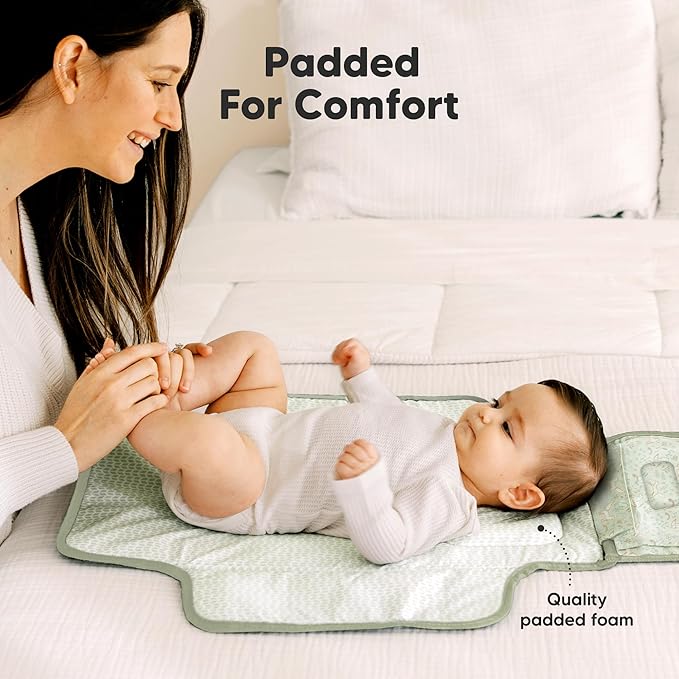 KeaBabies Portable Diaper Changing Pad, Travel, Car - Large Waterproof Baby Changing Mat, Wipeable, Padded, On The Go Travel Diaper Clutch Bag, Easy to Use Pockets for Newborn Essentials (Fox Vale)