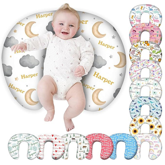 Personalized Baby Nursing Pillow Cover Custom with Name, Moon Theme Customized Boy & Girl Gifts