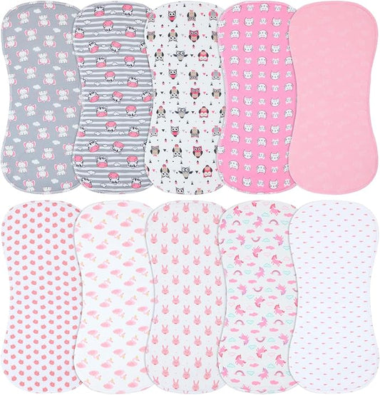 10-Pack Burp Cloths for Baby Boys and Girls - Organic Baby Burp Cloth,Baby Washcloths, Burp Rags, Large Neutral Burp Clothes for Newborn