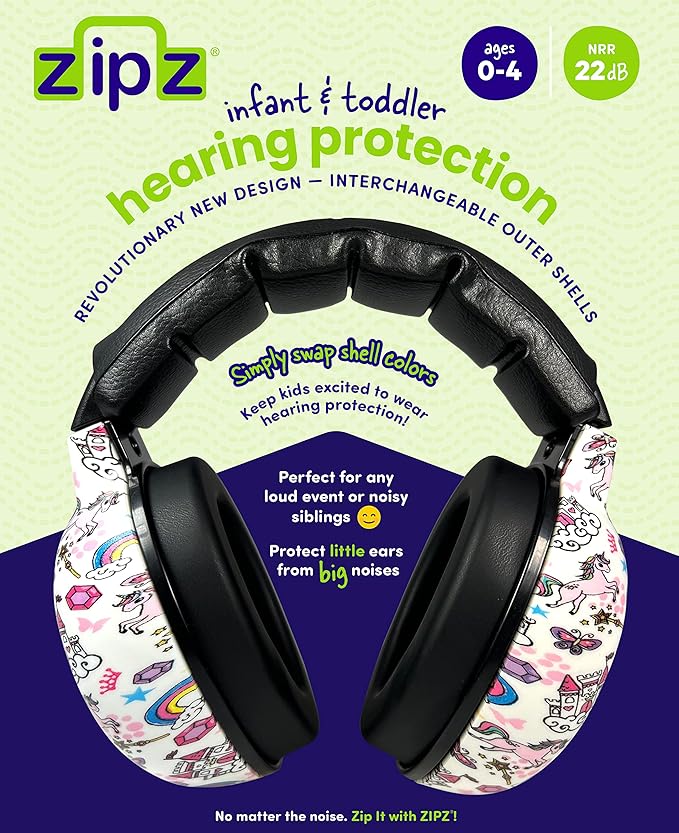 ZIPZ Baby & Toddler Earmuffs - ANSI-Certified Noise Protection, Audiologist-Recommended, Interchangeable Shells (0-4 Yrs)