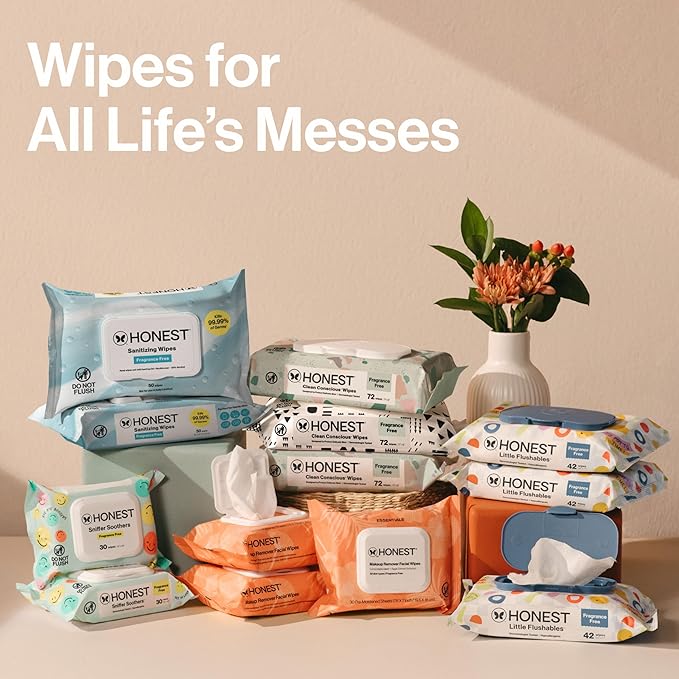 The Honest Company Hypoallergenic Multi-Use Baby Wipes for Sensitive Baby Skin, Balance Blues, 288 Count (Pack of 3)