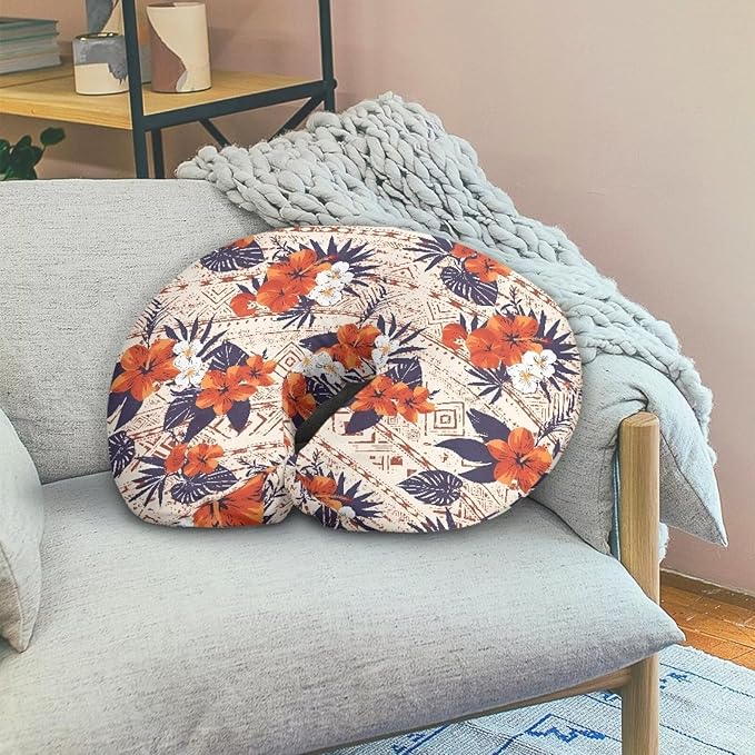 Aztec Tribal Nursing Pillowcase, Hibiscus Flower Nursing Pillow Cover, Ethnic Style Soft Breathable for Moms Baby Nursing Pillow Cover, Machine Washable