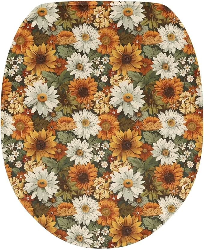 Fall Toilet Seat Covers - Polyester Fabric Toilet Tank Covers - Soft, Keep Clean & Tidy - Suitable for Public Bathrooms
