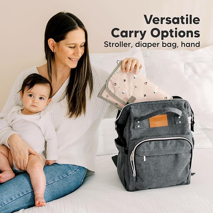KeaBabies Portable Diaper Changing Pad, Travel, Car - Large Waterproof Baby Changing Mat, Wipeable, Padded, On The Go Travel Diaper Clutch Bag, Easy to Use Pockets for Newborn Essentials (Wild Patrol)