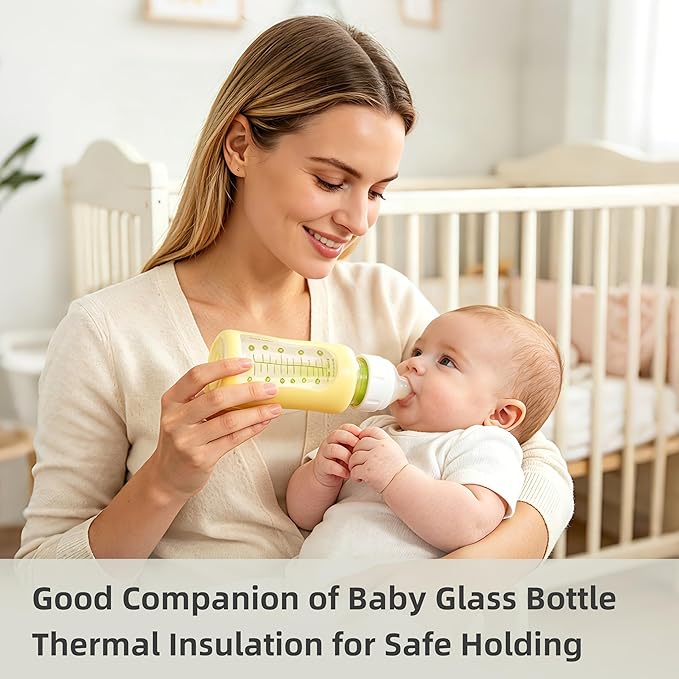 4PCS Silicone Baby Bottle Sleeves for Dr. Brown Glass Baby Bottles 4oz, Anti Breakage Baby Bottle Sleeves, Narrow Sleeve with a Cutout, Clear Vision, Dishwasher Safe, 4oz