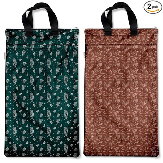 Mama Koala Diaper Pods, Portable Washable Reusable Baby Cloth Diapers Bags, 2pcs Medium Size for Travel Beach Laundry Pool Gym Yoga (W008L)
