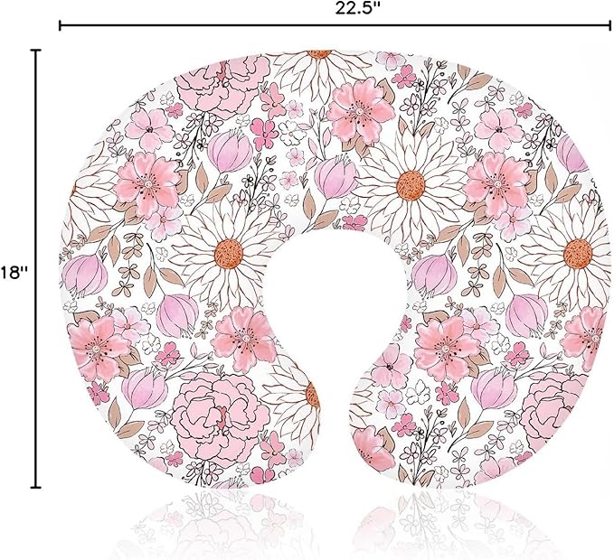 Boyoung Stretchy Nursing Pillow Covers Ultra Soft Slipcovers for Breastfeeding for Baby Girls Boys, Feeding Pillow Cover Fits Standard Infant Support Pillows Positioners Nursing Pillow Case