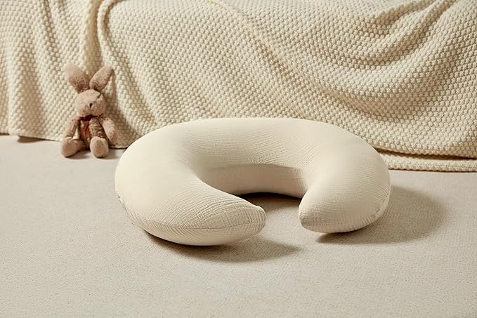 Muslin Nursing Pillow Covers, 2 Pack Breastfeeding Pillow Cases Slipcover for Baby Newborn Boys & Girls, Sand