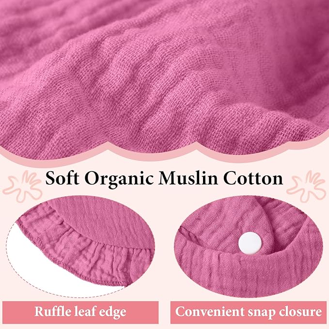 Kenning 18 Pcs Muslin Drool Baby Bibs Ruffle Absorbent Bib with Snap Button Boy Girl for Drooling Teething Infant Newborn