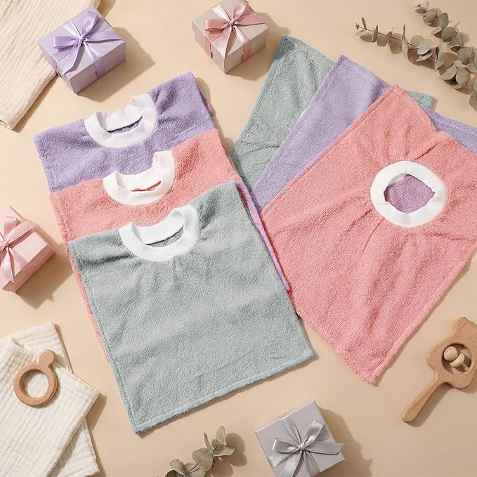 Foaincore 6 Pcs Pullover Baby Bibs Cotton Terry Toddler Absorbent Infant for Feeding and Drooling Towel Bib (Gentle Colors)