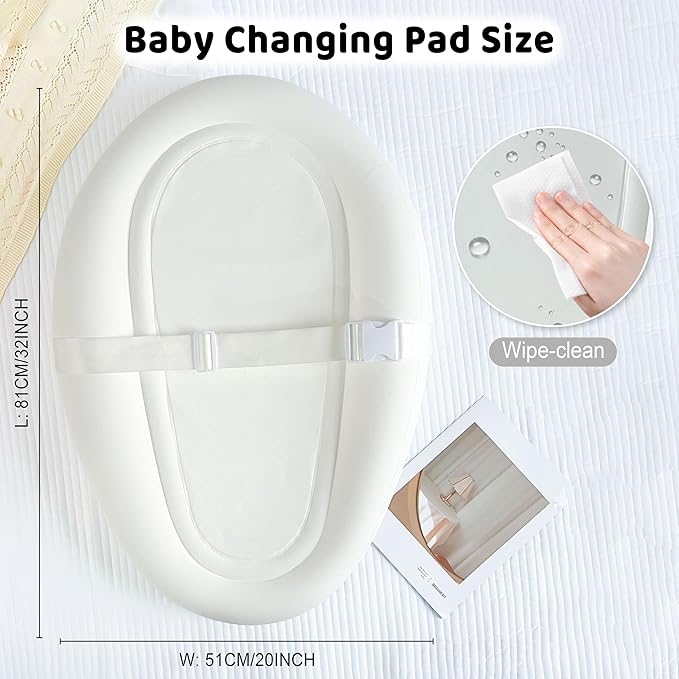 Portable Inflatable Baby Changing Pad, Waterproof & Wipeable Skin-Friendly, Include Storage Bag Easy to Carry,Travel,Suitable for a Variety of Scenarios, TPU Baby Available Material, White