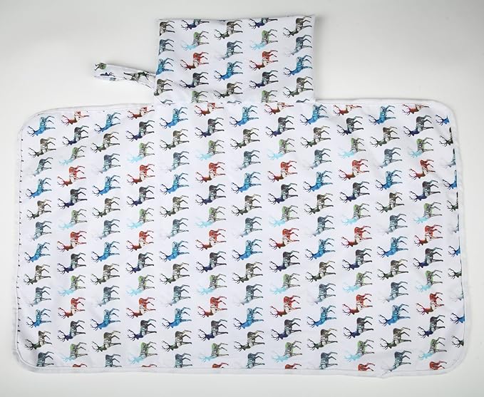 Baby Diaper Changing Mat Pad Portable Foldable Washable Compact Travel Nappy Waterproof Play Mat 30inx18.5in (Multicolor Deer)