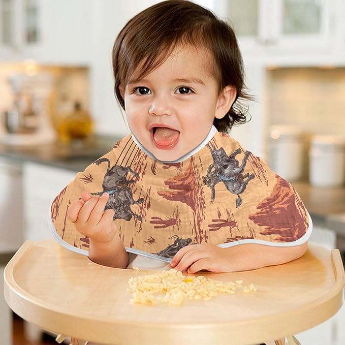 Western Cowboy Bulls Burp Cloths Baby Boys Girls Absorbent Soft Cotton Burping Cloths Rags 4 Pack