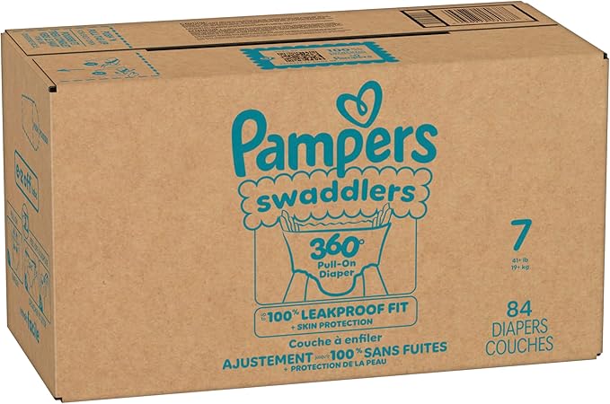Pampers Swaddlers 360 Pull-On Diapers, Size 7, 84 Count for up to 100% Leakproof Skin Protection and Easy Changes
