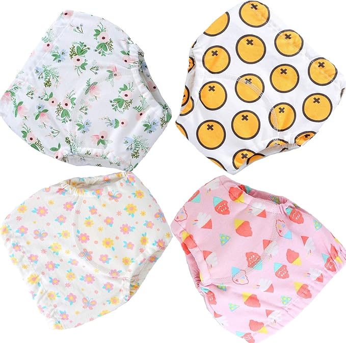 4 Pack Cotton Potty Training Pants for Boys Girls, Learning Designs Training Underwear Pants 12M-4T