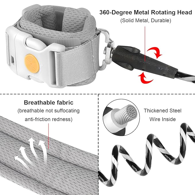Accmor Anti Lost Wrist Link with Induction Lock, Upgraded Toddler Leash, Reflective Kids Wrist Leash for Baby, Child Walking Wristband Leashes with Magnetic Unlock Design for Outdoor Travel (6.5ft)