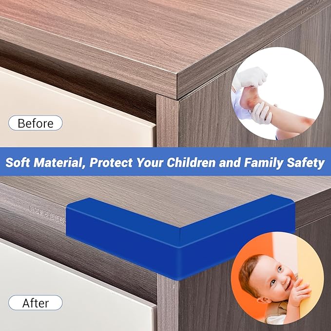 Wall Corner Protector, Peel and Stick Wall Corner Trim, Flexible Rubber Molding Wall Corner Guard, L Shaped Self Adhesive Edge Protector Moulding Trim for Wall Edge Ceiling, Blue, 3/4in,10Ft
