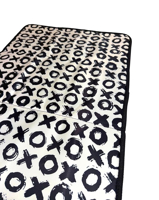 Sarah Wells Portable Diaper Changing Pad – Extra Large, Machine-Washable, Waterproof Changing Mat with Modern Print – Neoprene, Foldable for Travel or Diaper Bags (Black-XOXO)
