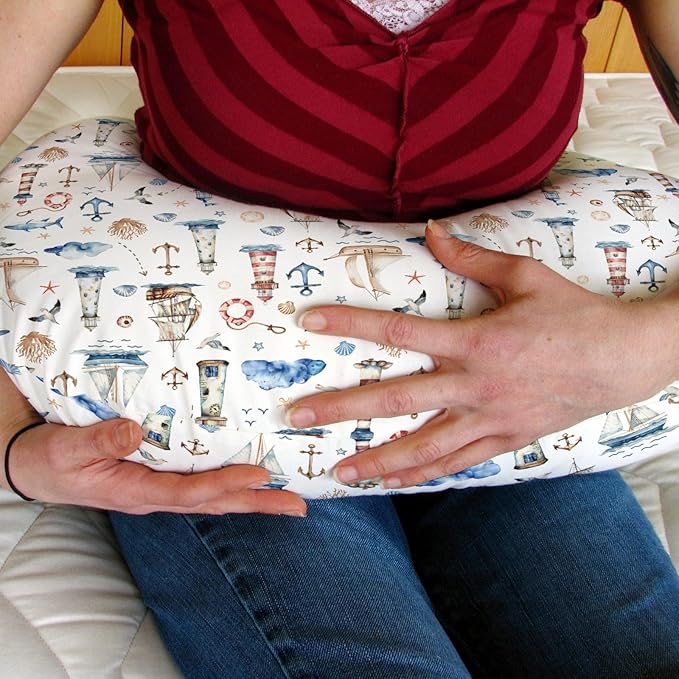 Sailing Adventure Baby Nursing Pillow Covers for Boy Girl Sea Lighthouse Ship Anchors Whale Shells Nursing Pillowcase for Breastfeeding Pillows Boho Beach Summer Soft Stretchy Slipcovers for Newborn