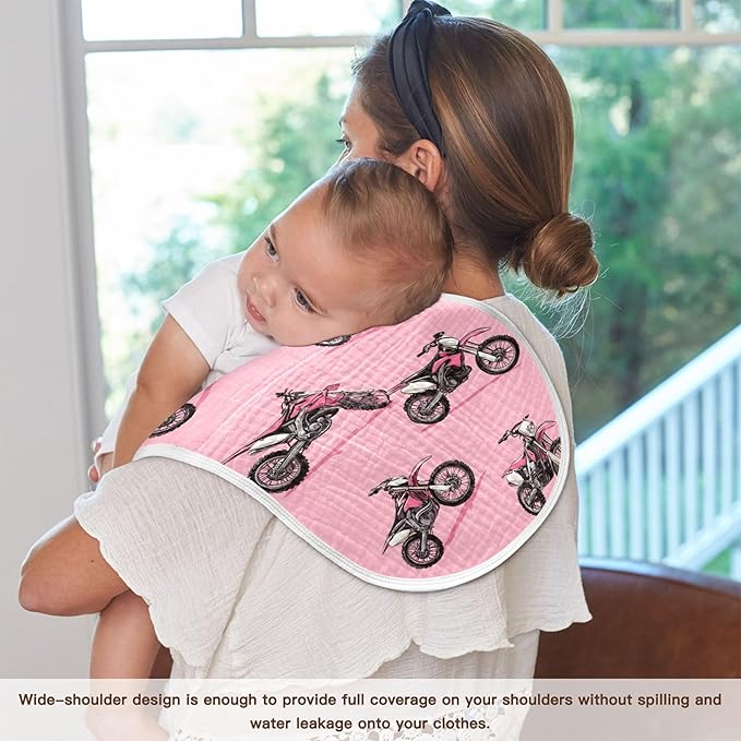 Dirt Bike Motocycles Burp Cloths Baby Boys Girls Absorbent Soft Cotton Burping Cloths Rags 2 Pack