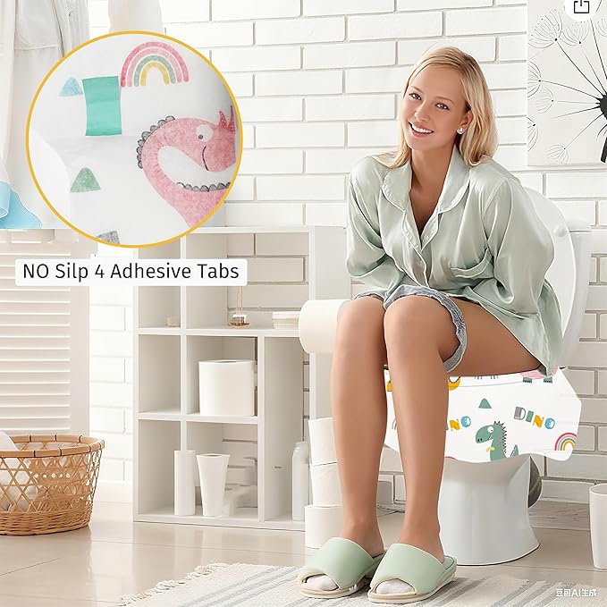 Dinosaur Toilet Seat Covers Disposable 100 Pack,Large Waterproof Potty Covers for Kids,Travel-Friendly Individual Packs,Perfect for Toddlers’ Potty Training in Public Restrooms