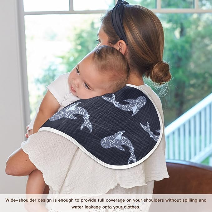 Sea Whale Sharks Burp Cloths Baby Boys Girls Absorbent Soft Cotton Burping Cloths Rags 4 Pack