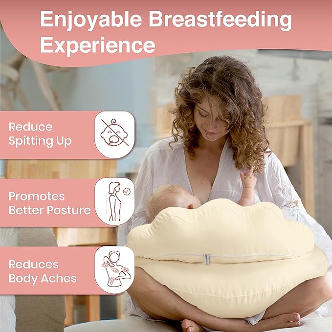 PILLANI Nursing Pillow, Breastfeeding Pillows for Enhanced Safety & Comfort for Mom & Baby, Removable Cotton Cover, Adjustable Waist Strap, Breastfeeding Essentials, Baby Registry Search